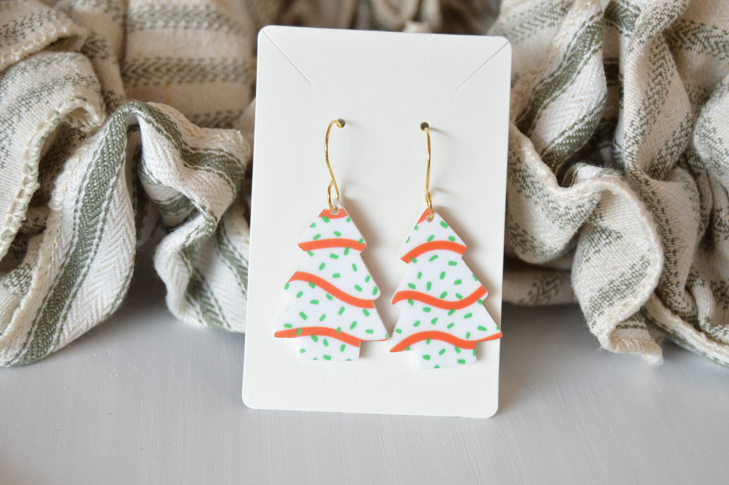 Christmas Tree Cake Earrings - Acrylic