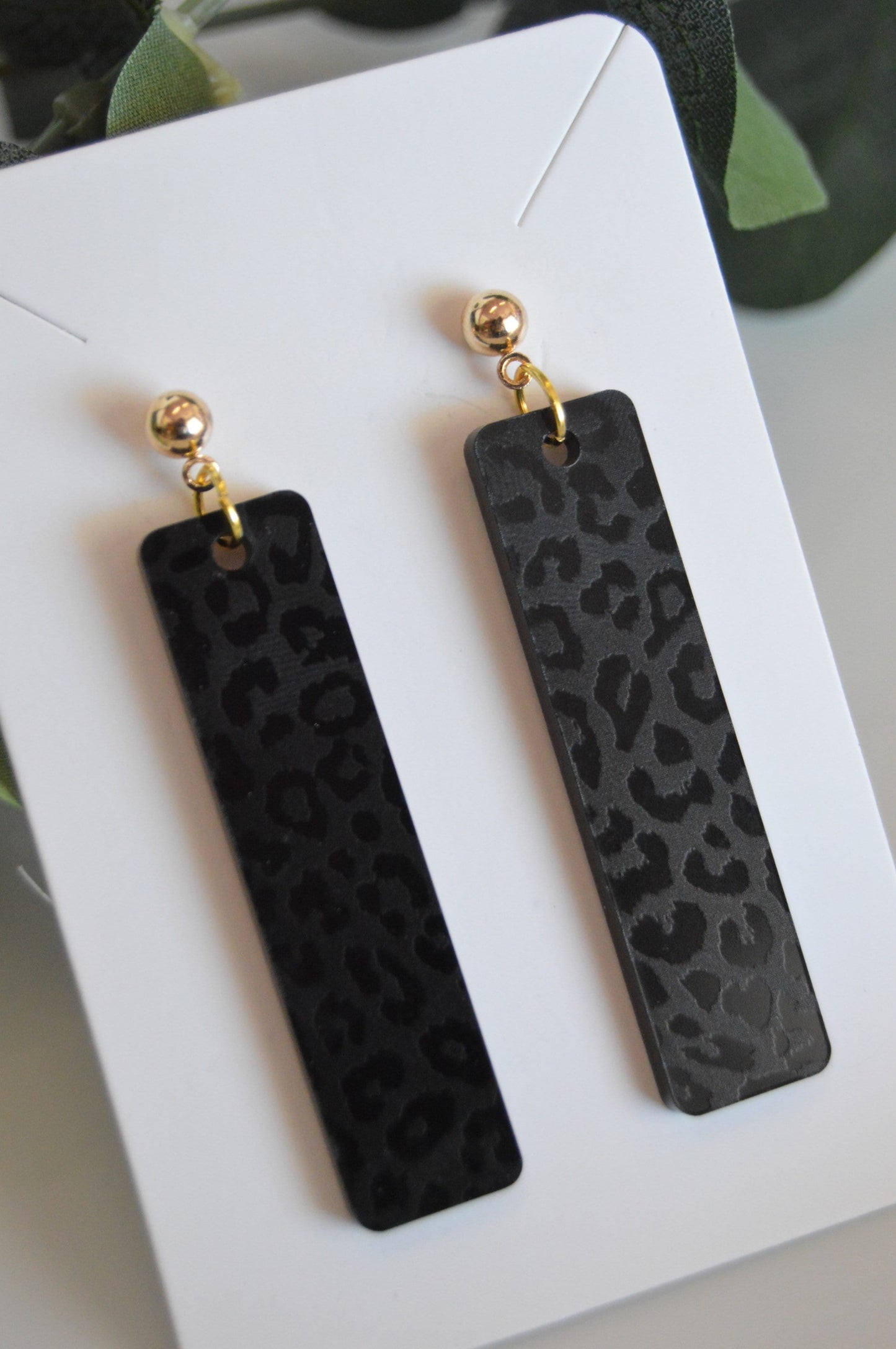 Leopard Print Bar Earrings - Acrylic