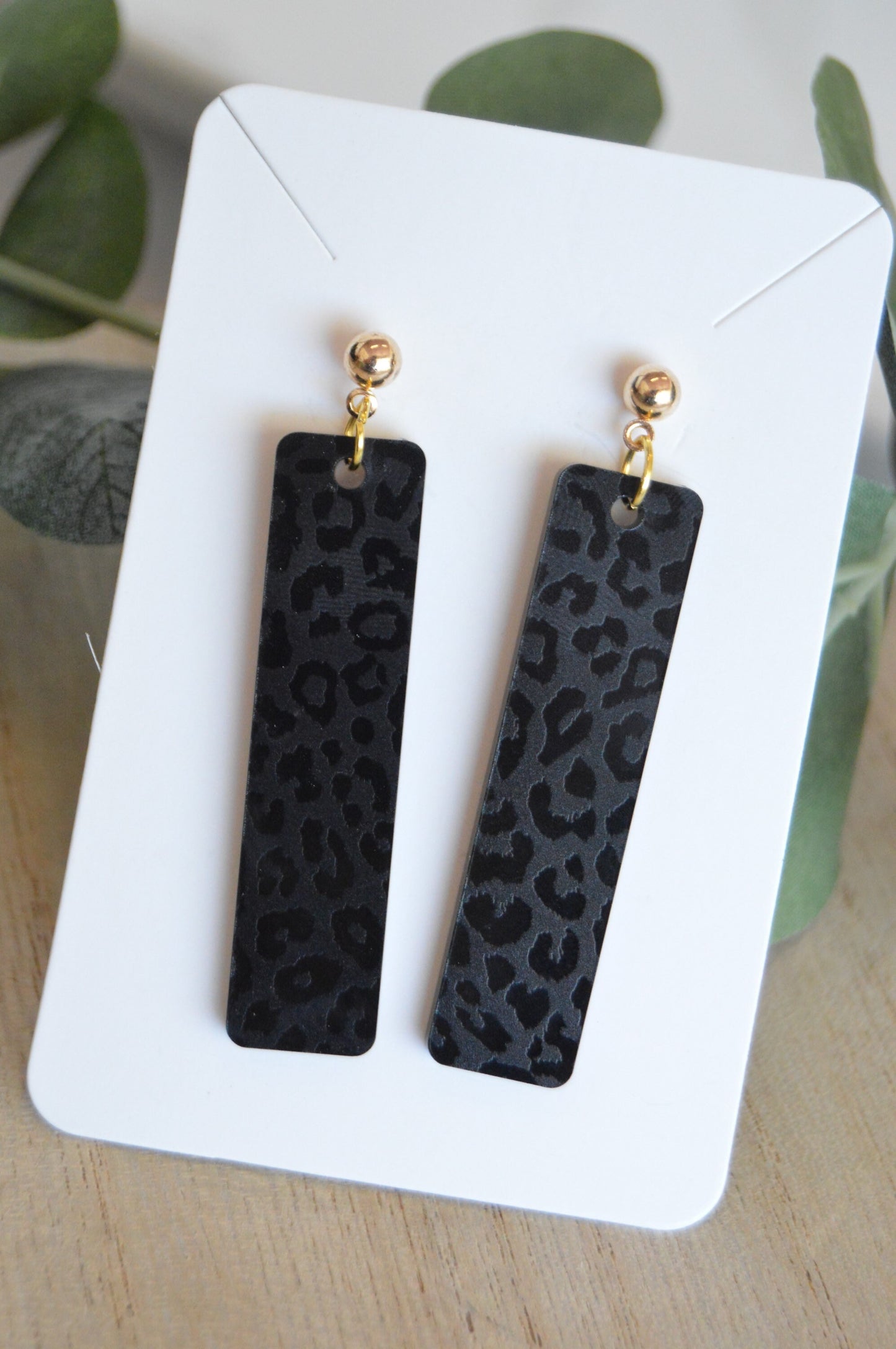 Leopard Print Bar Earrings - Acrylic