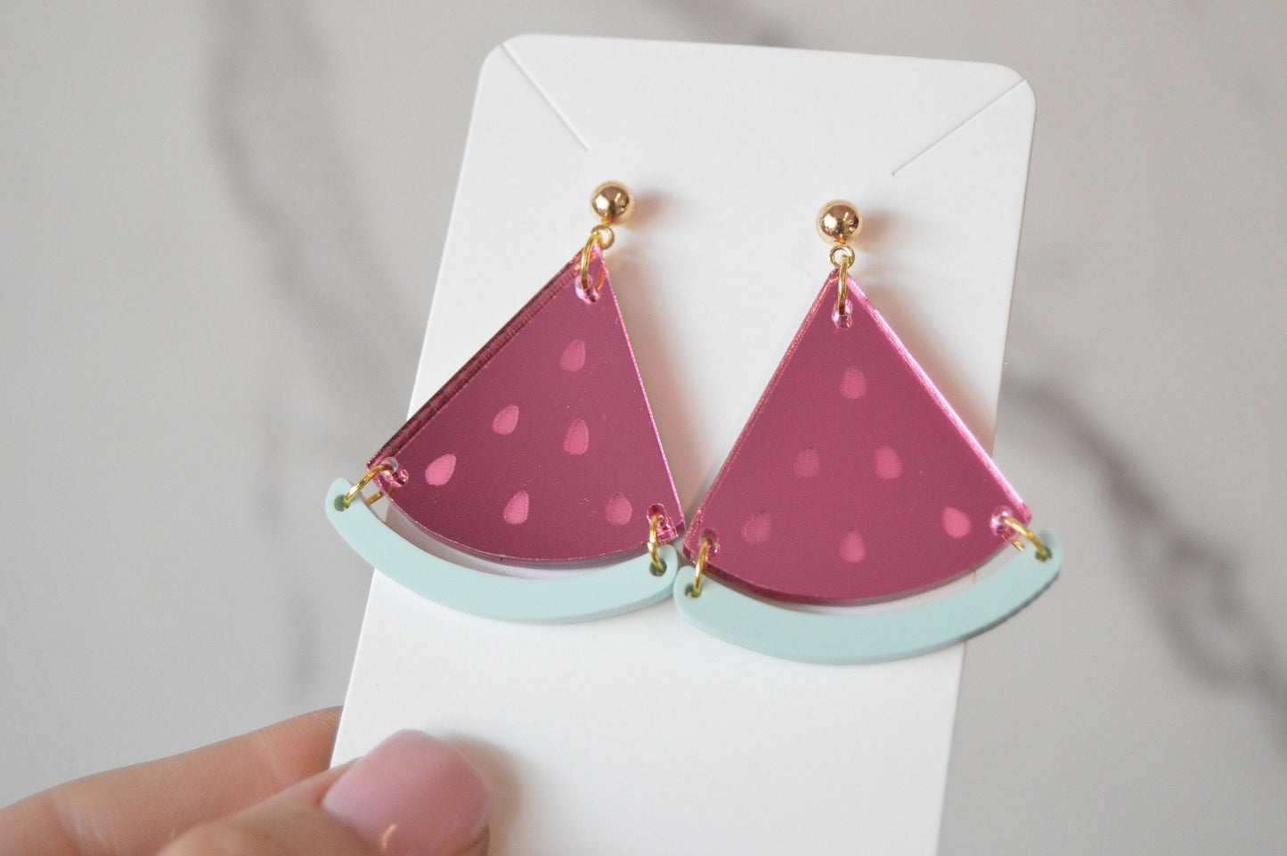 Watermelon Dangle Earrings - Acrylic