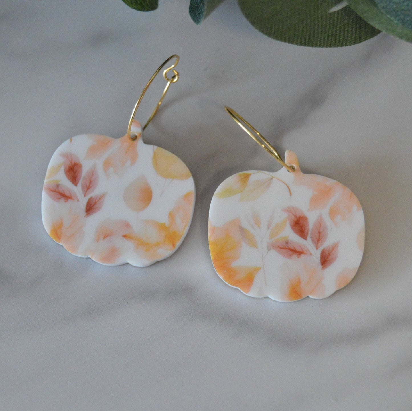 Pumpkin Hoop Earrings - Acrylic