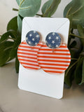 Stars and Stripes Round Cutout Earrings - Acrylic