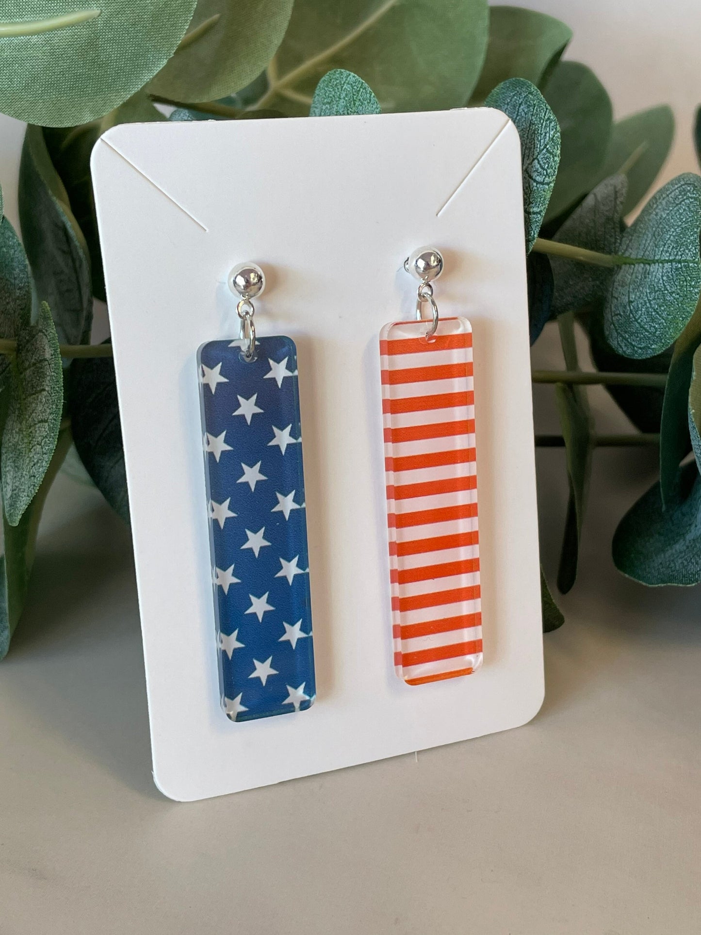 Stars and Stripes Bar Earrings - Acrylic