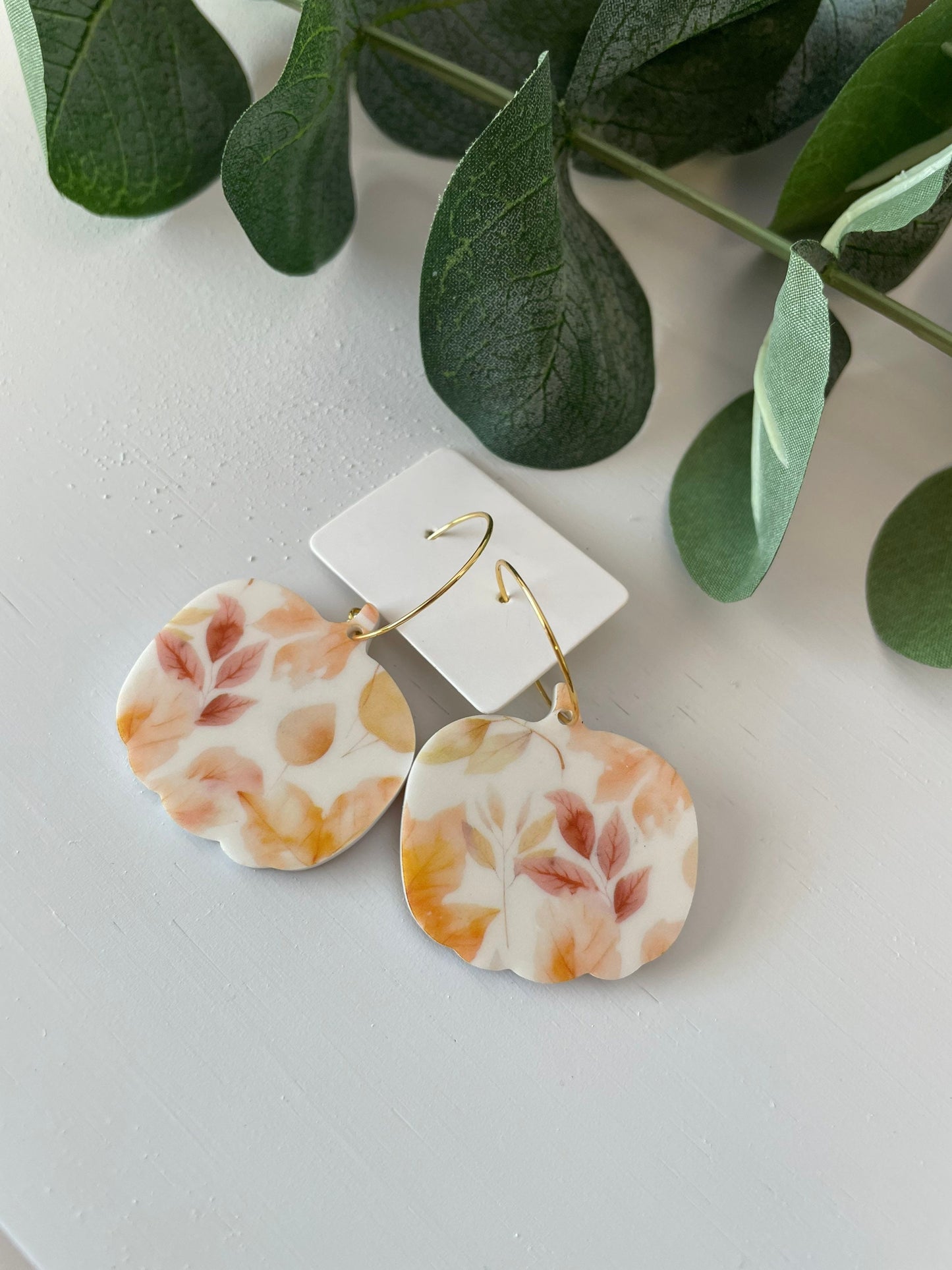 Pumpkin Hoop Earrings - Acrylic