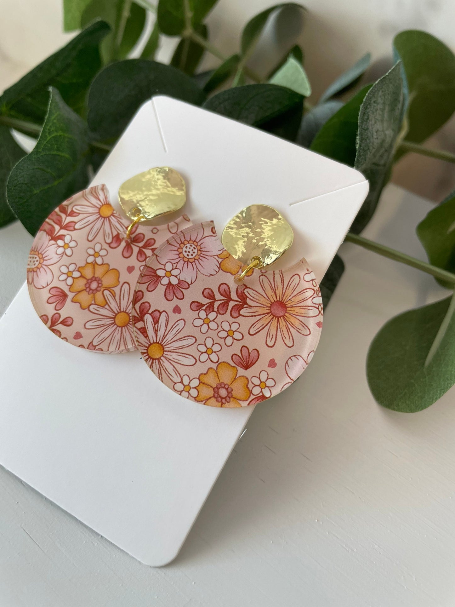 Retro Flower Earrings - Acrylic