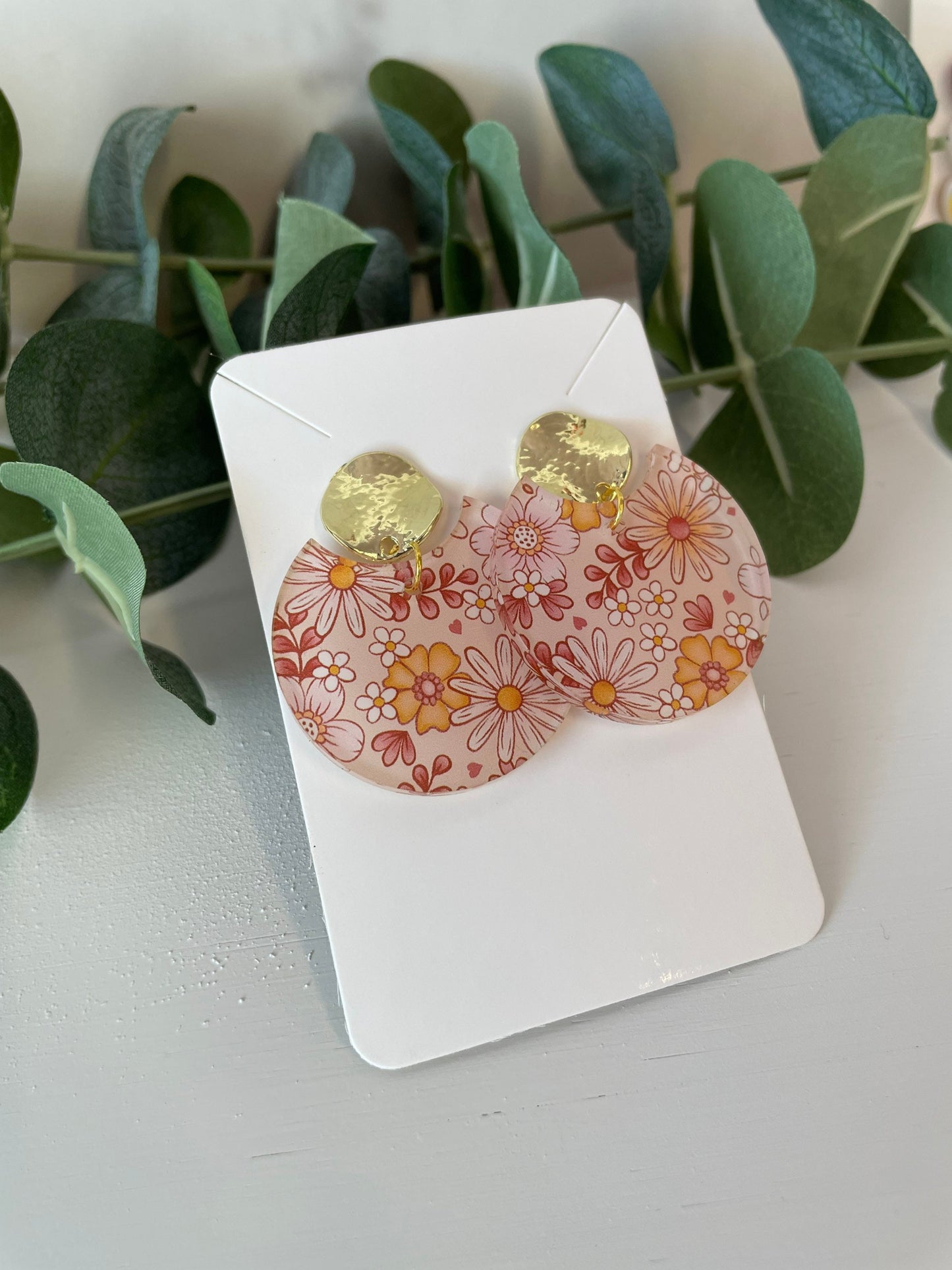 Retro Flower Earrings - Acrylic