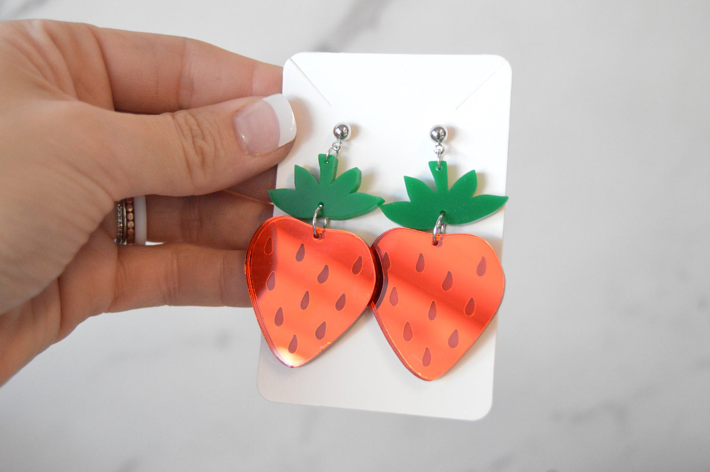 Strawberry Dangle Earrings - Acrylic