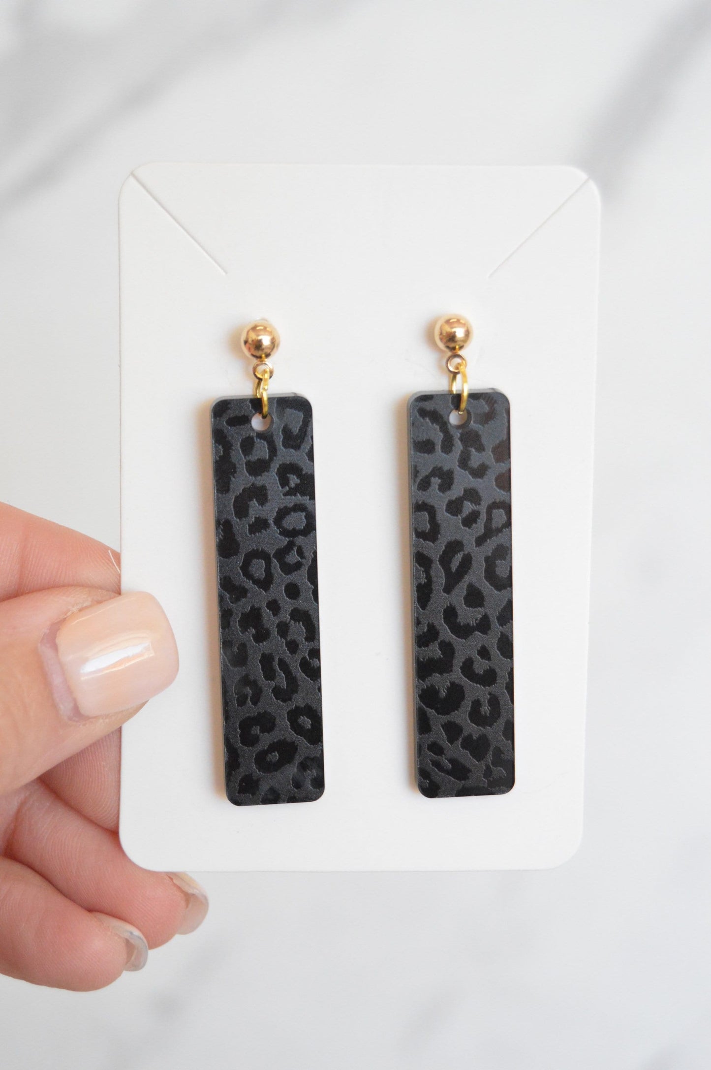 Leopard Print Bar Earrings - Acrylic