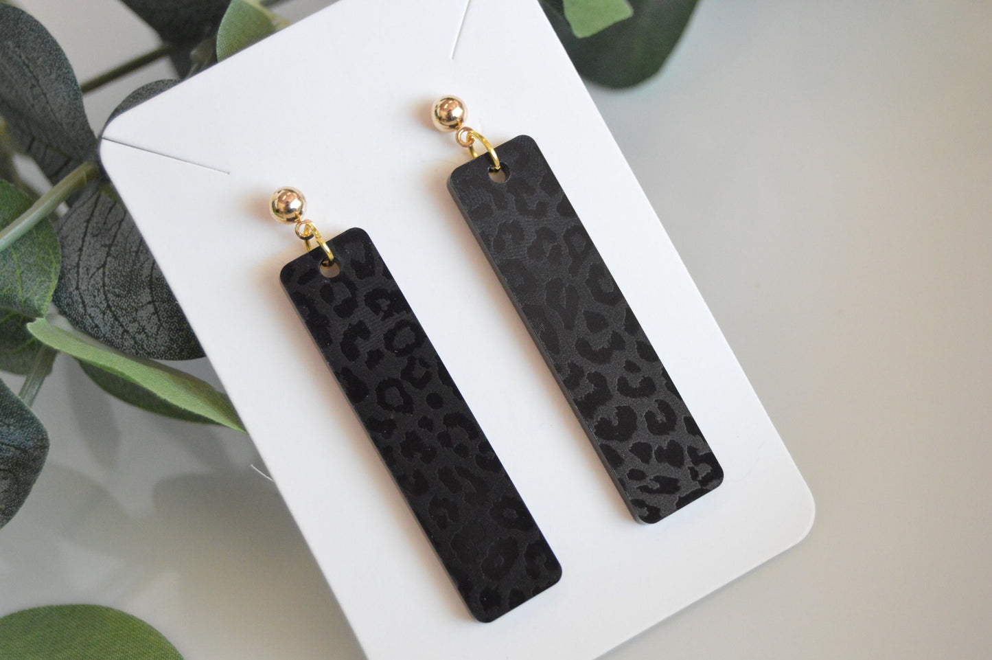 Leopard Print Bar Earrings - Acrylic