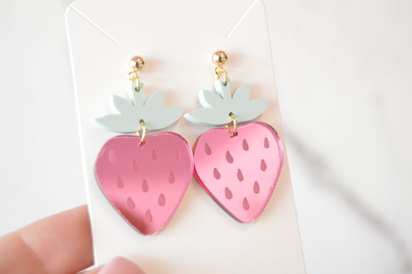 Strawberry Dangle Earrings - Acrylic