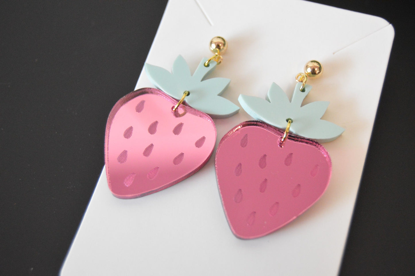 Strawberry Dangle Earrings - Acrylic