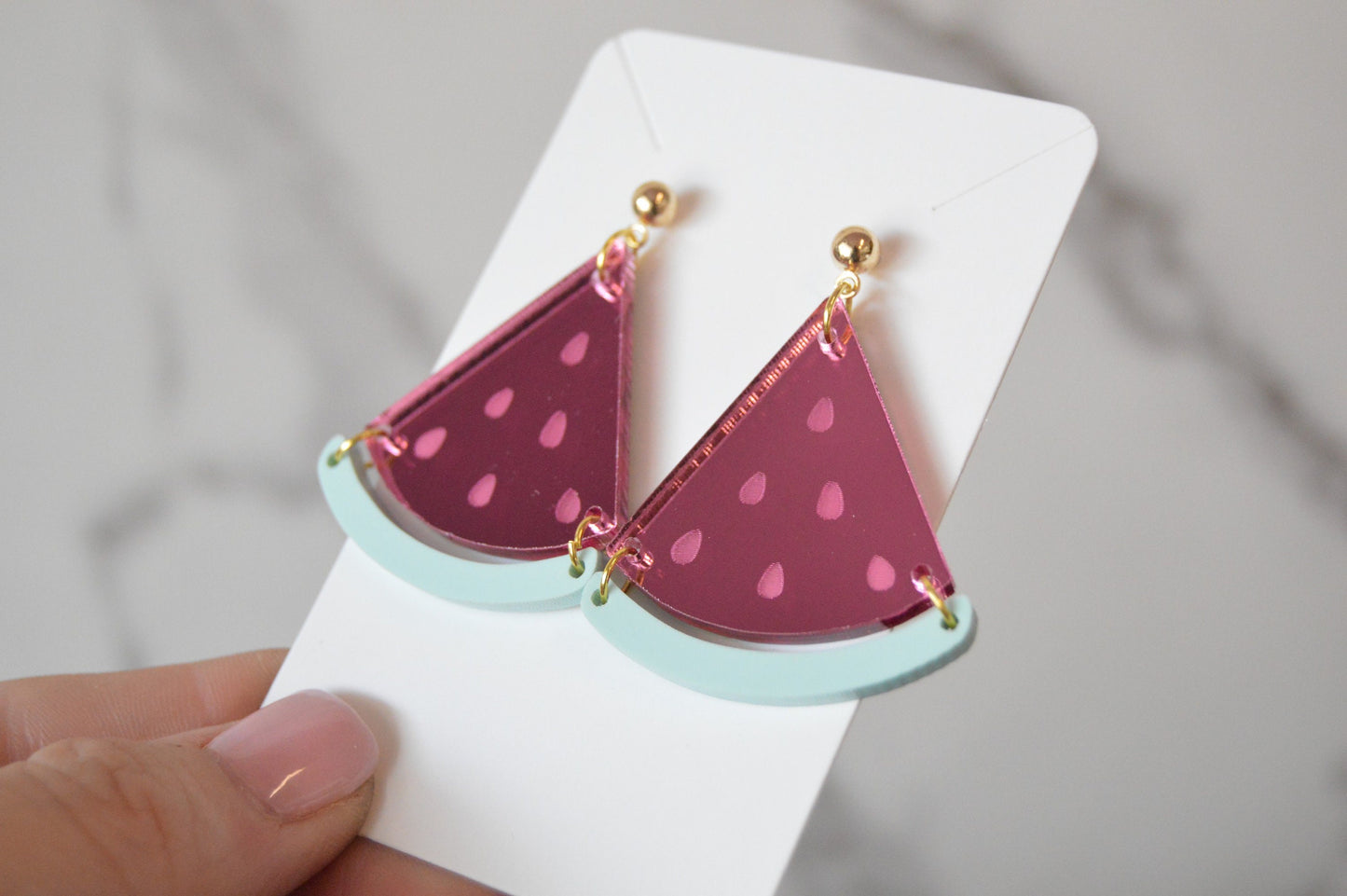 Watermelon Dangle Earrings - Acrylic