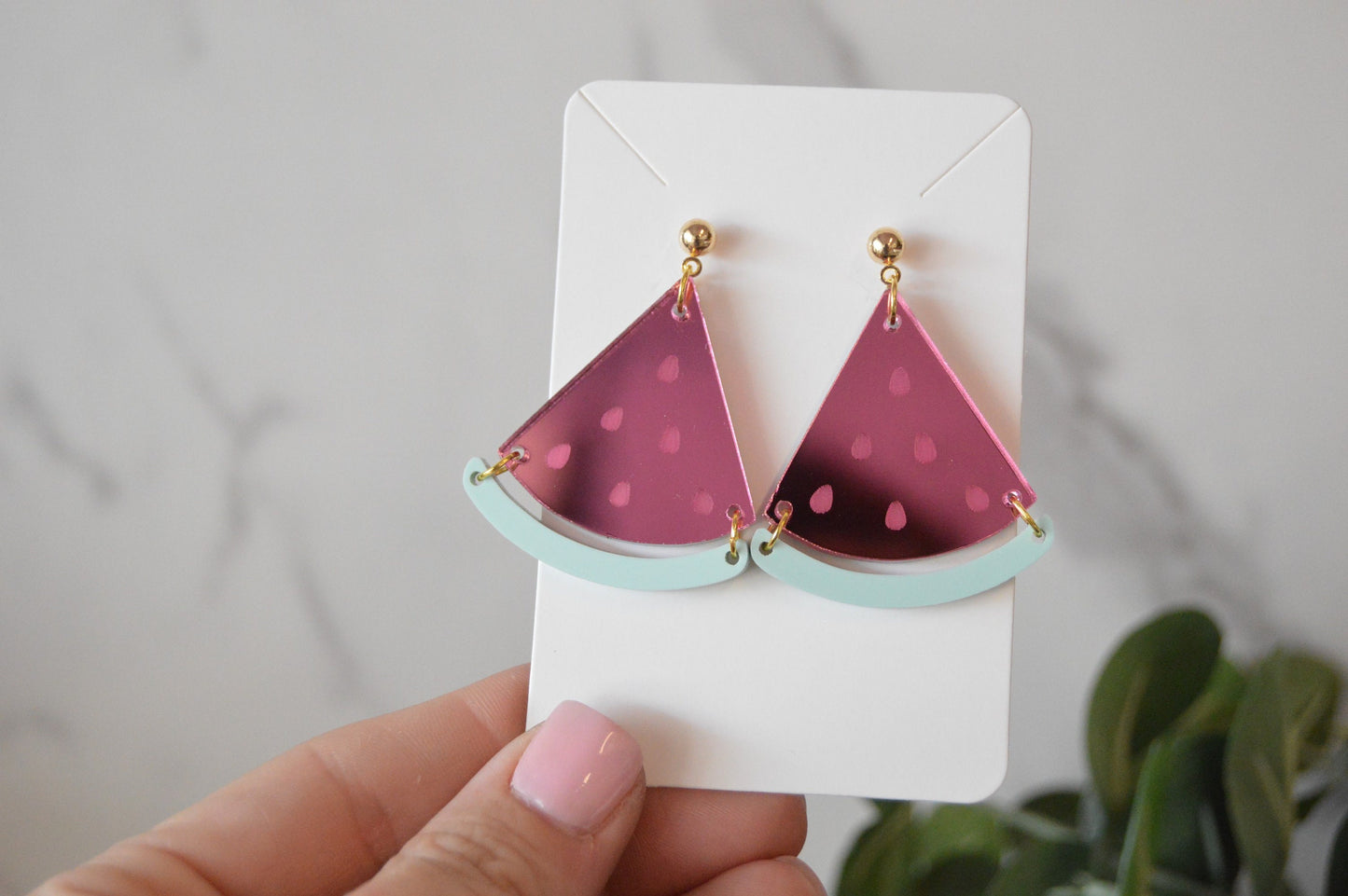 Watermelon Dangle Earrings - Acrylic