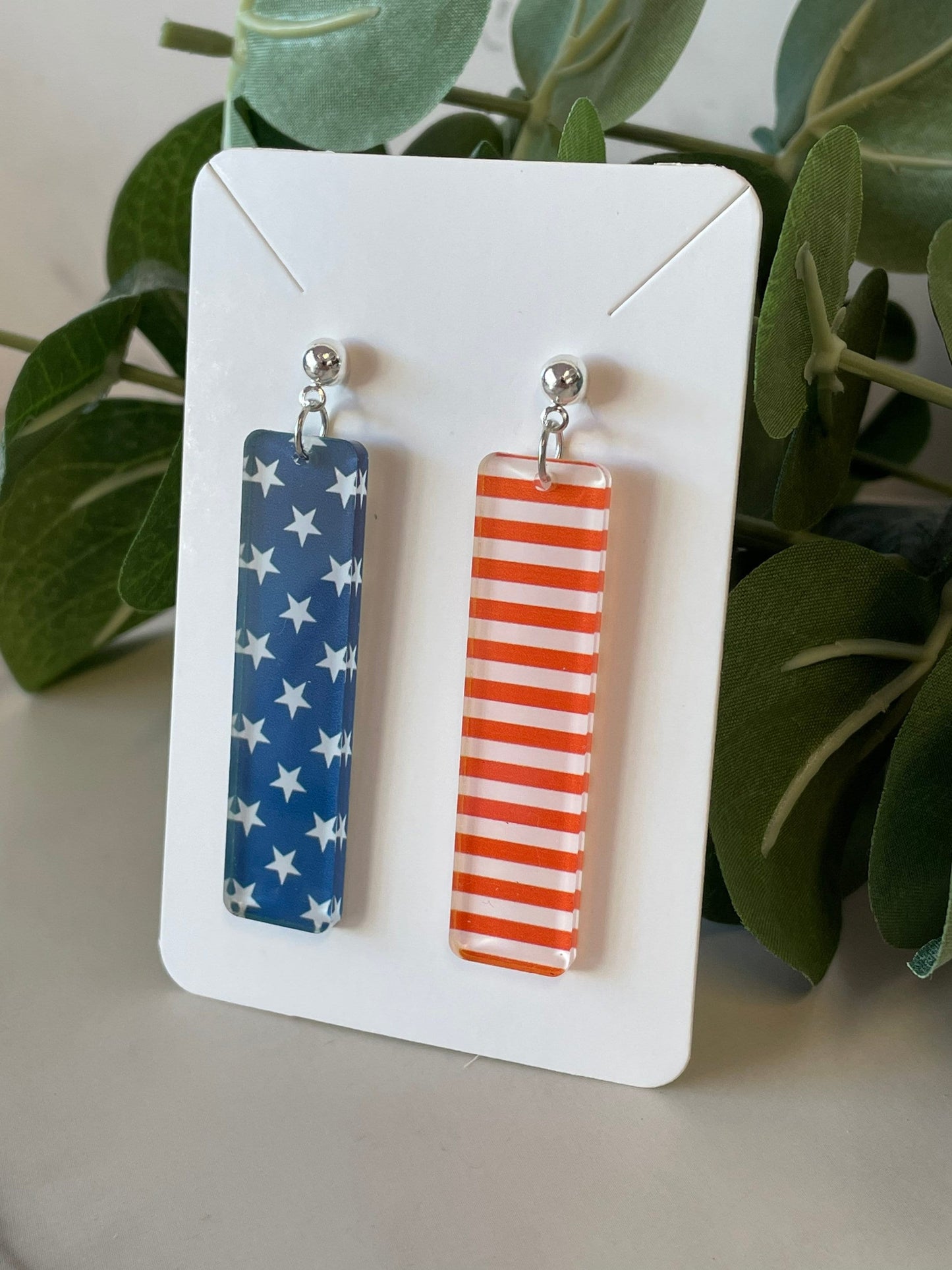 Stars and Stripes Bar Earrings - Acrylic