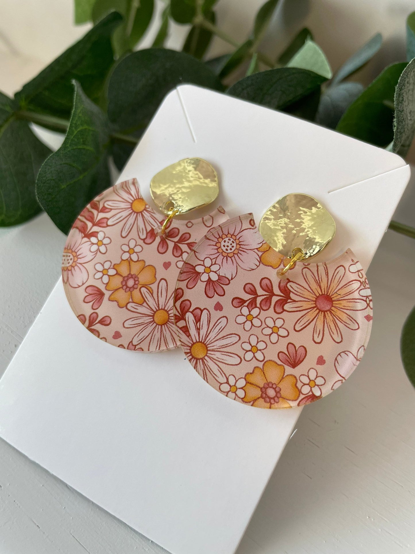 Retro Flower Earrings - Acrylic