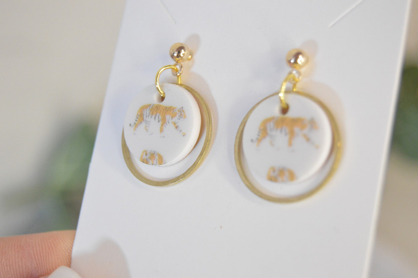 Tiger Small Dangle Earrings - Acrylic