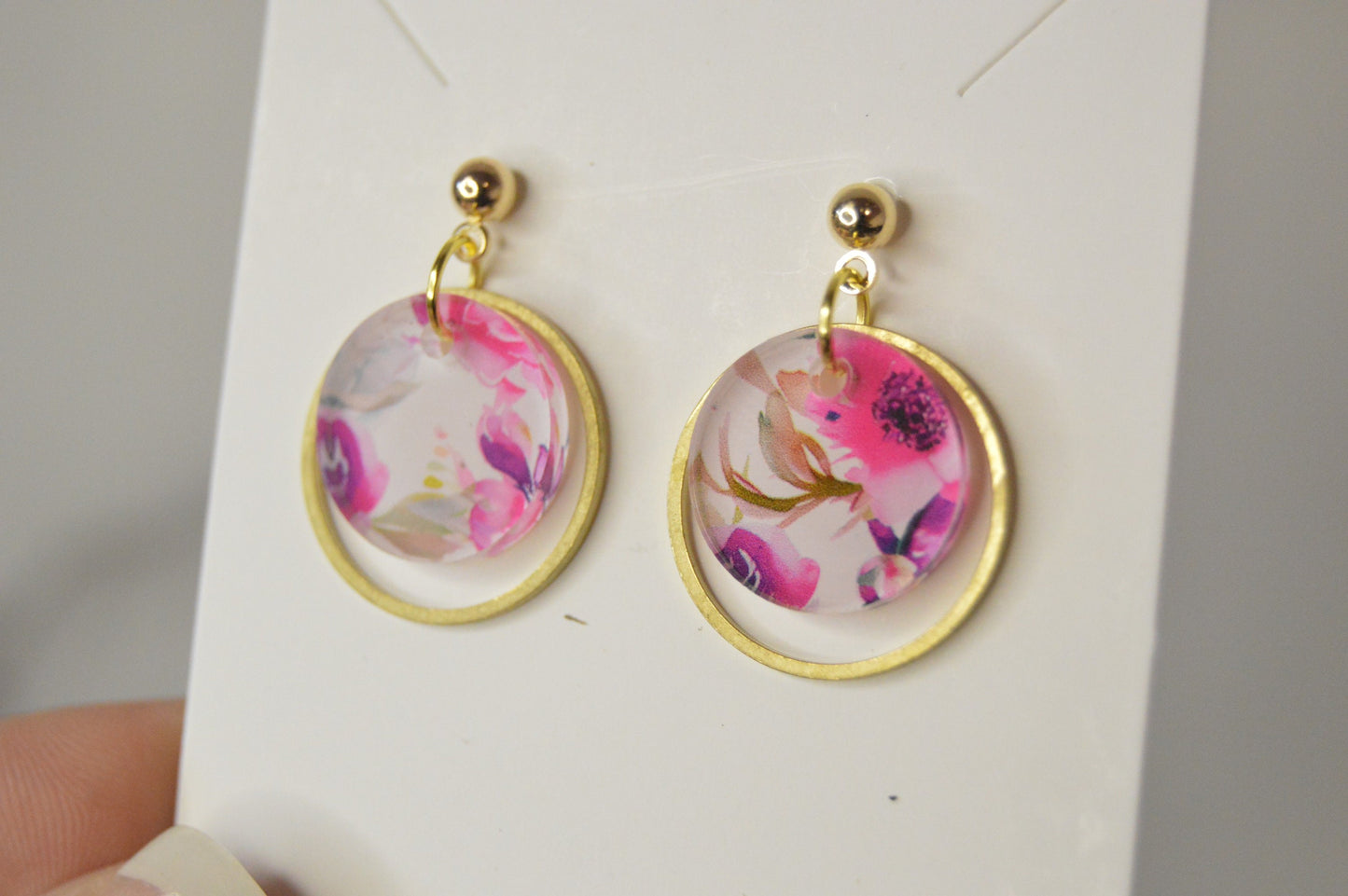 Floral Small Dangle Earrings - Acrylic