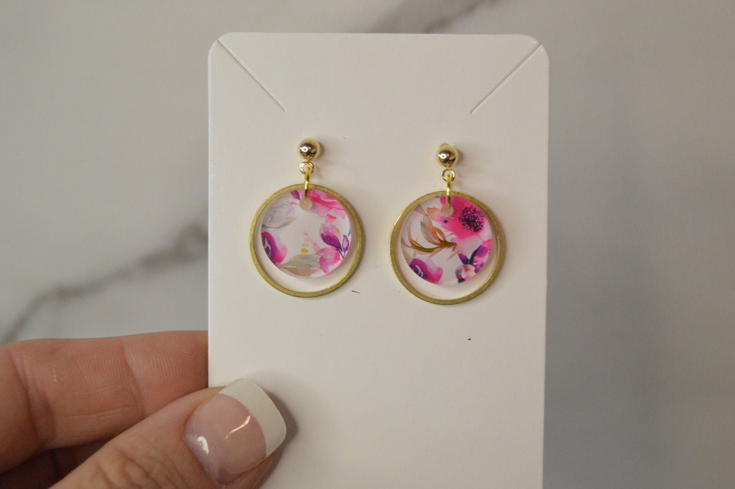 Floral Small Dangle Earrings - Acrylic