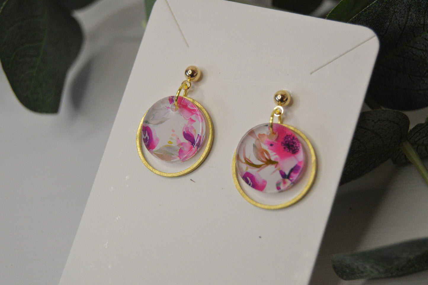 Floral Small Dangle Earrings - Acrylic