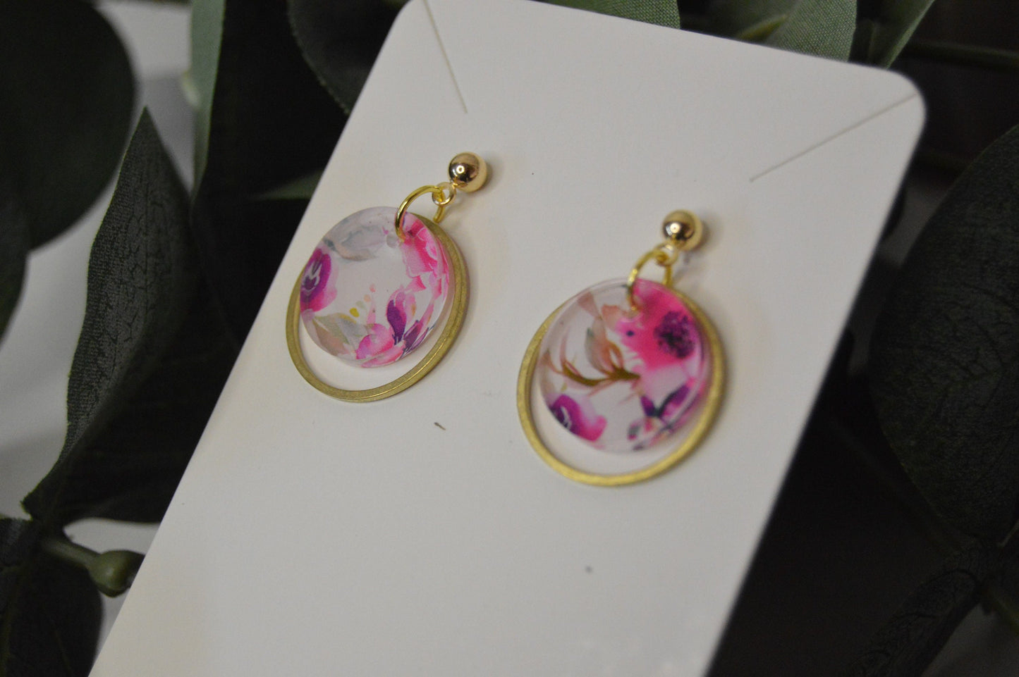 Floral Small Dangle Earrings - Acrylic