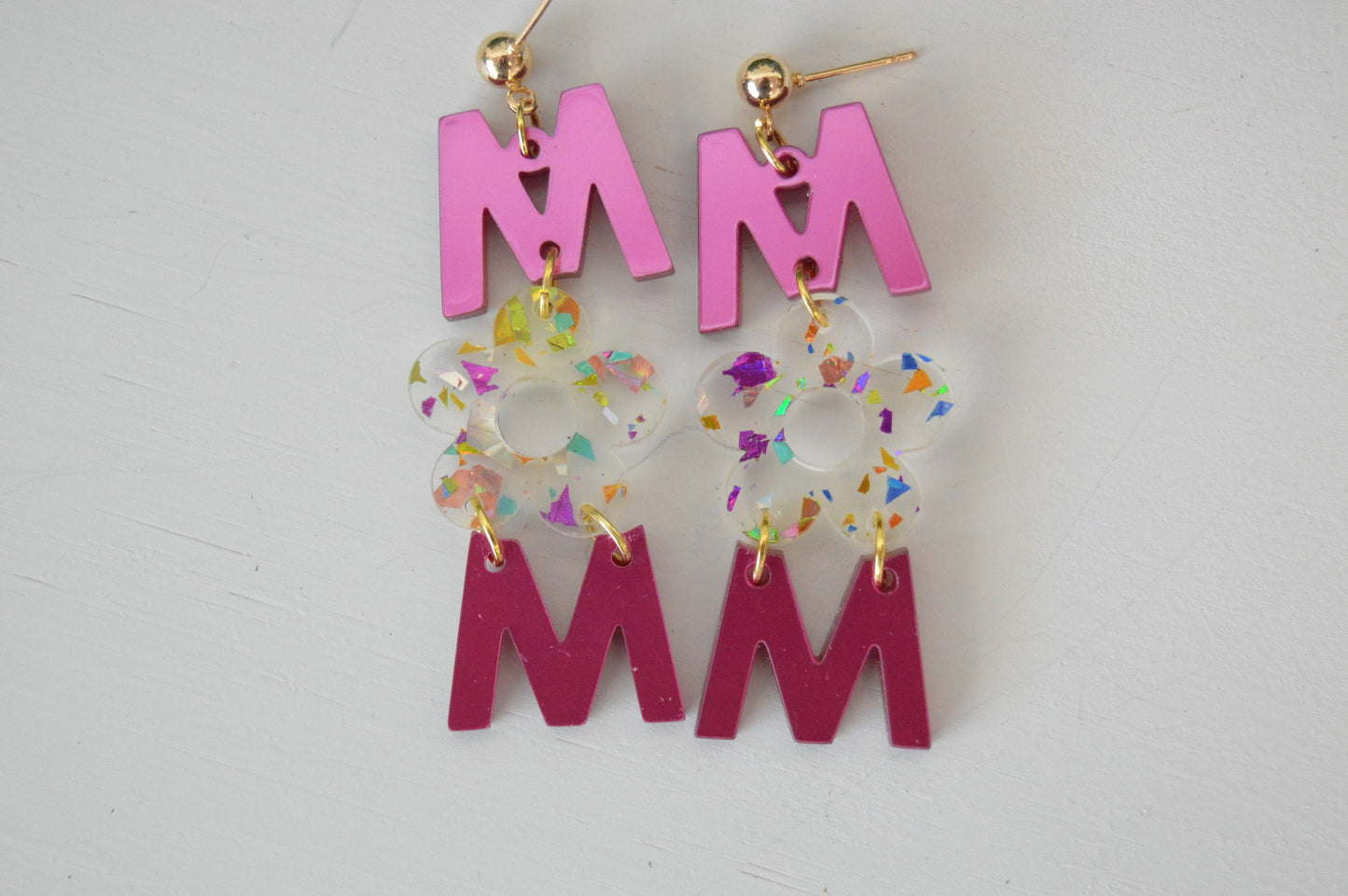 Mom Dangle Earrings - Acrylic