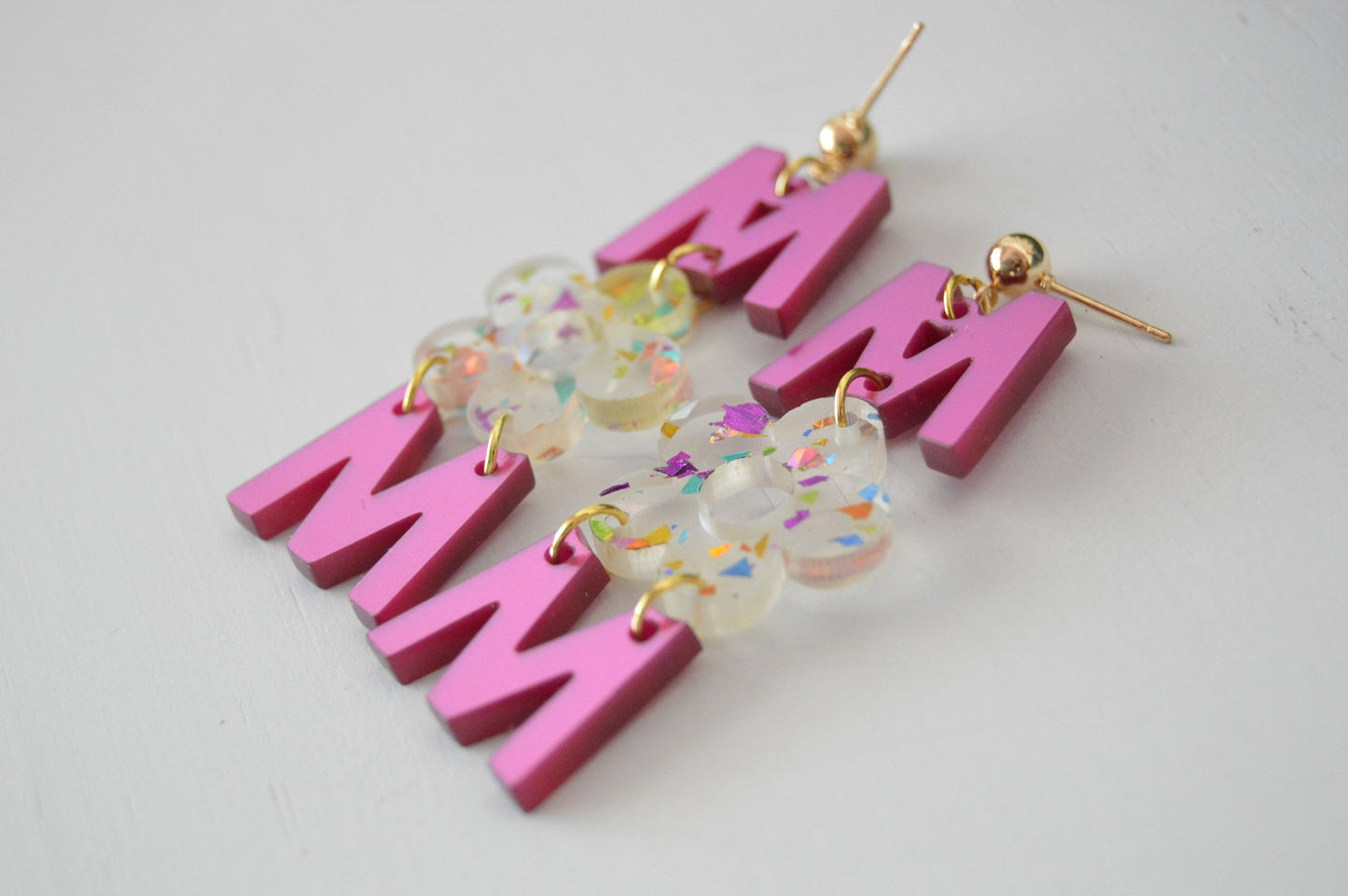 Mom Dangle Earrings - Acrylic