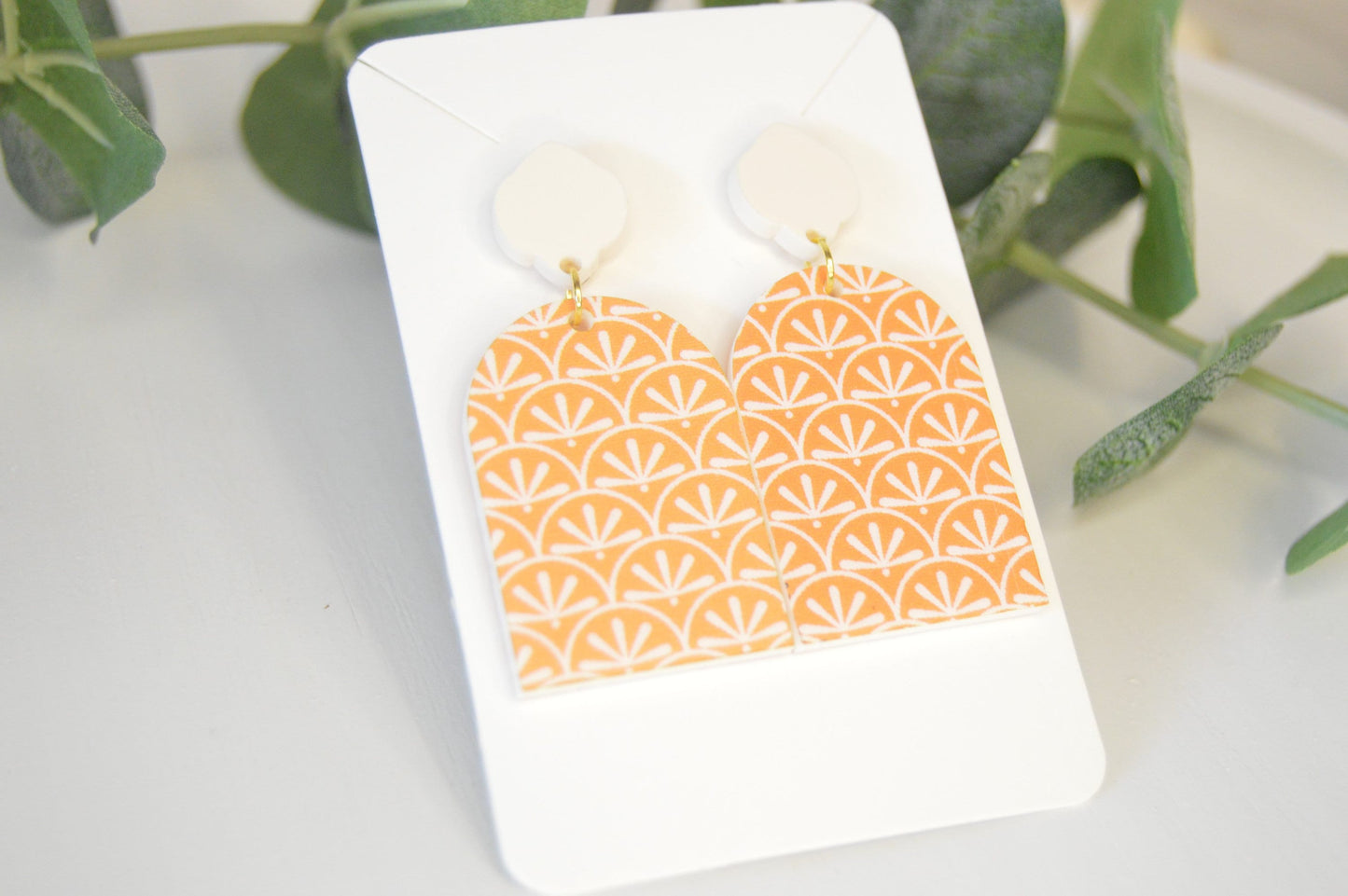 Orange Solid Arch Earrings - Acrylic