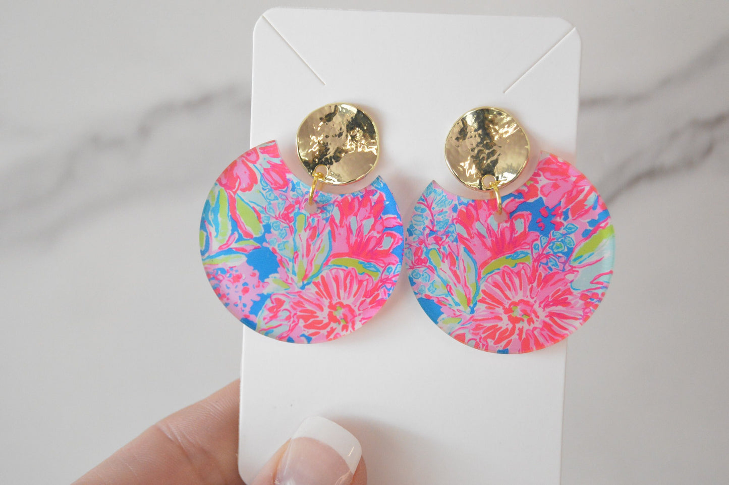 Preppy Round Cutout Earrings - Acrylic