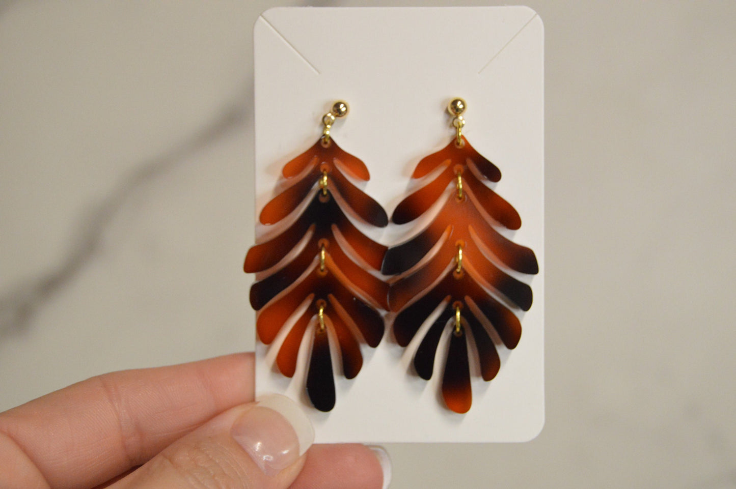 Tiered Leaf Stack Earrings - Acrylic