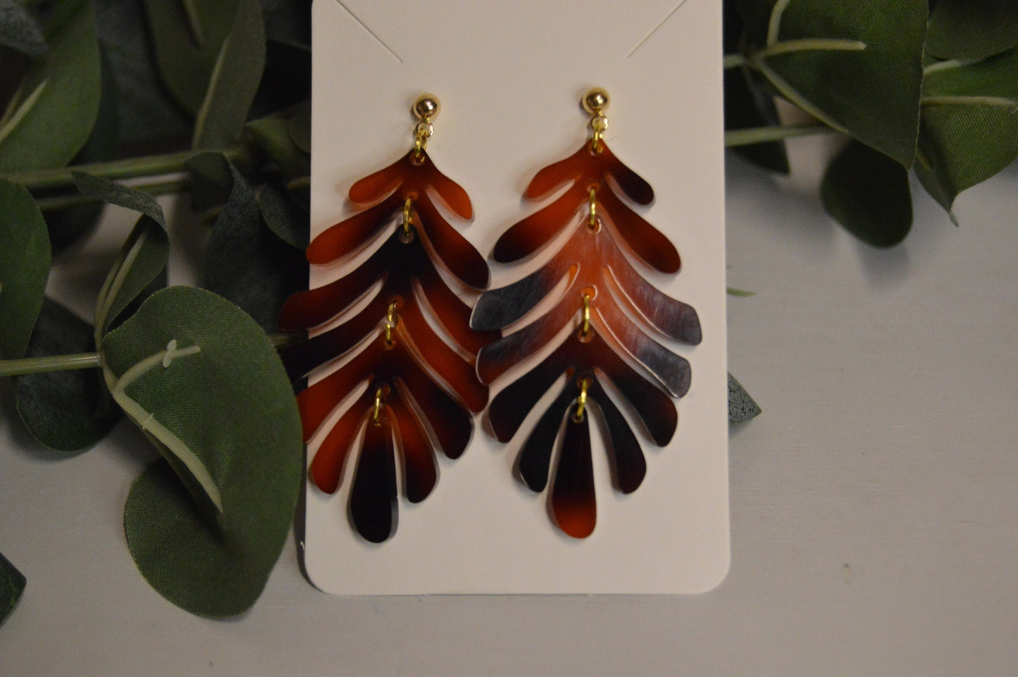 Tiered Leaf Stack Earrings - Acrylic