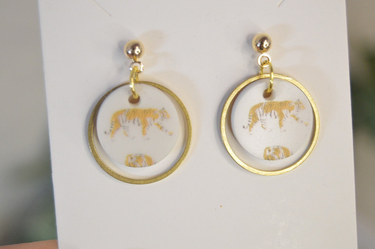Tiger Small Dangle Earrings - Acrylic