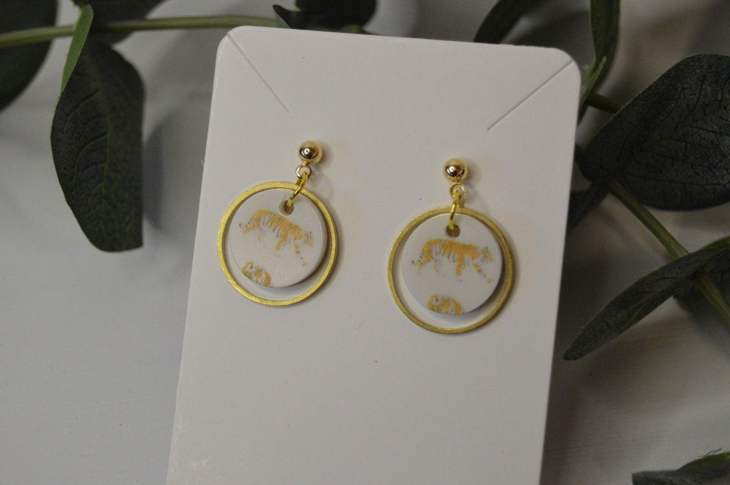 Tiger Small Dangle Earrings - Acrylic