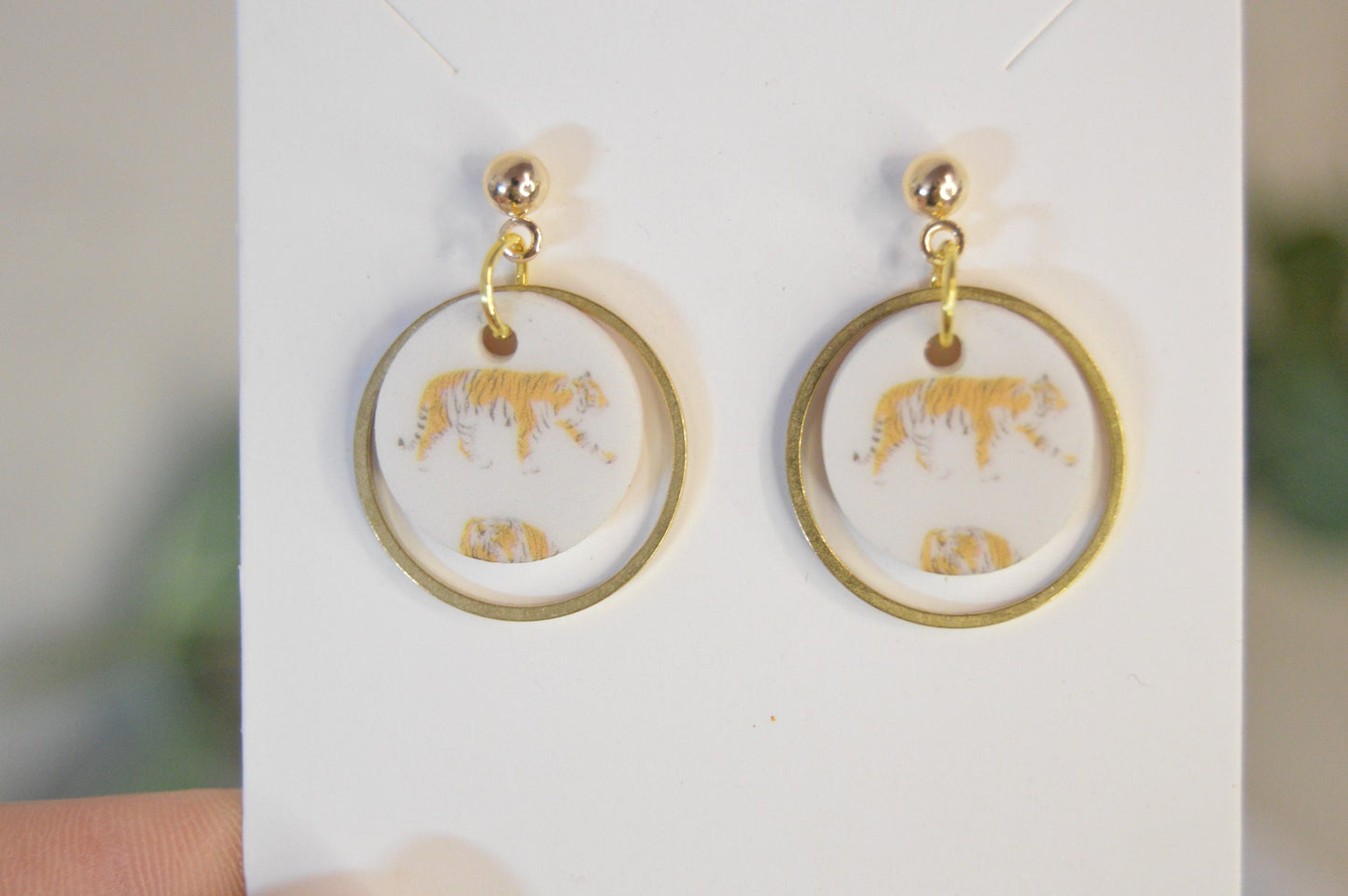 Tiger Small Dangle Earrings - Acrylic
