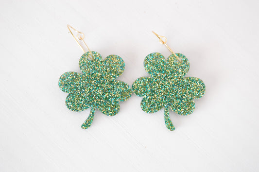 Shamrock Hoop Earrings - Acrylic