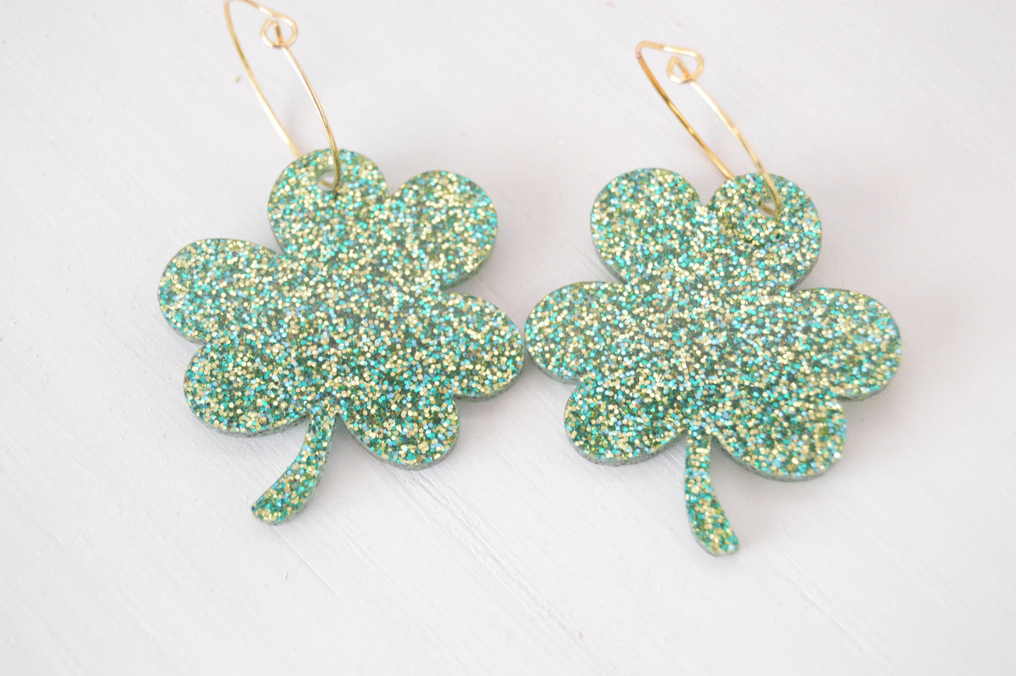 Shamrock Hoop Earrings - Acrylic