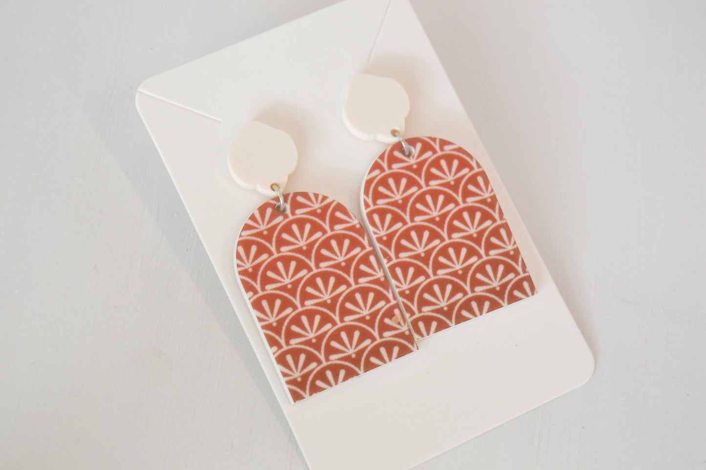 Maroon Boho Solid Arch Earrings - Acrylic