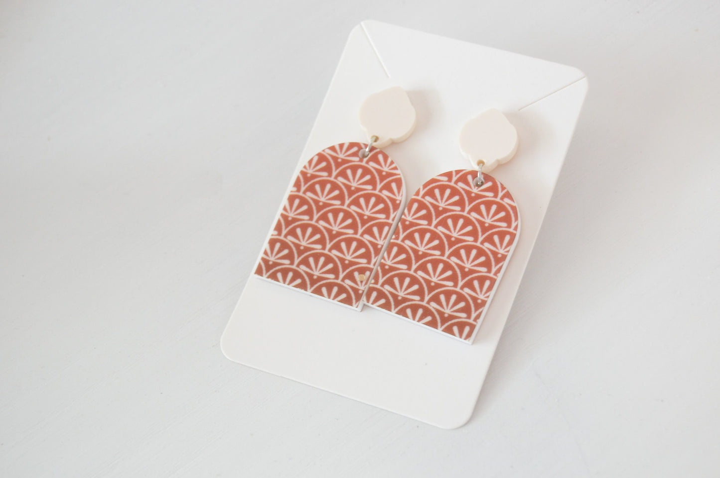 Maroon Boho Solid Arch Earrings - Acrylic