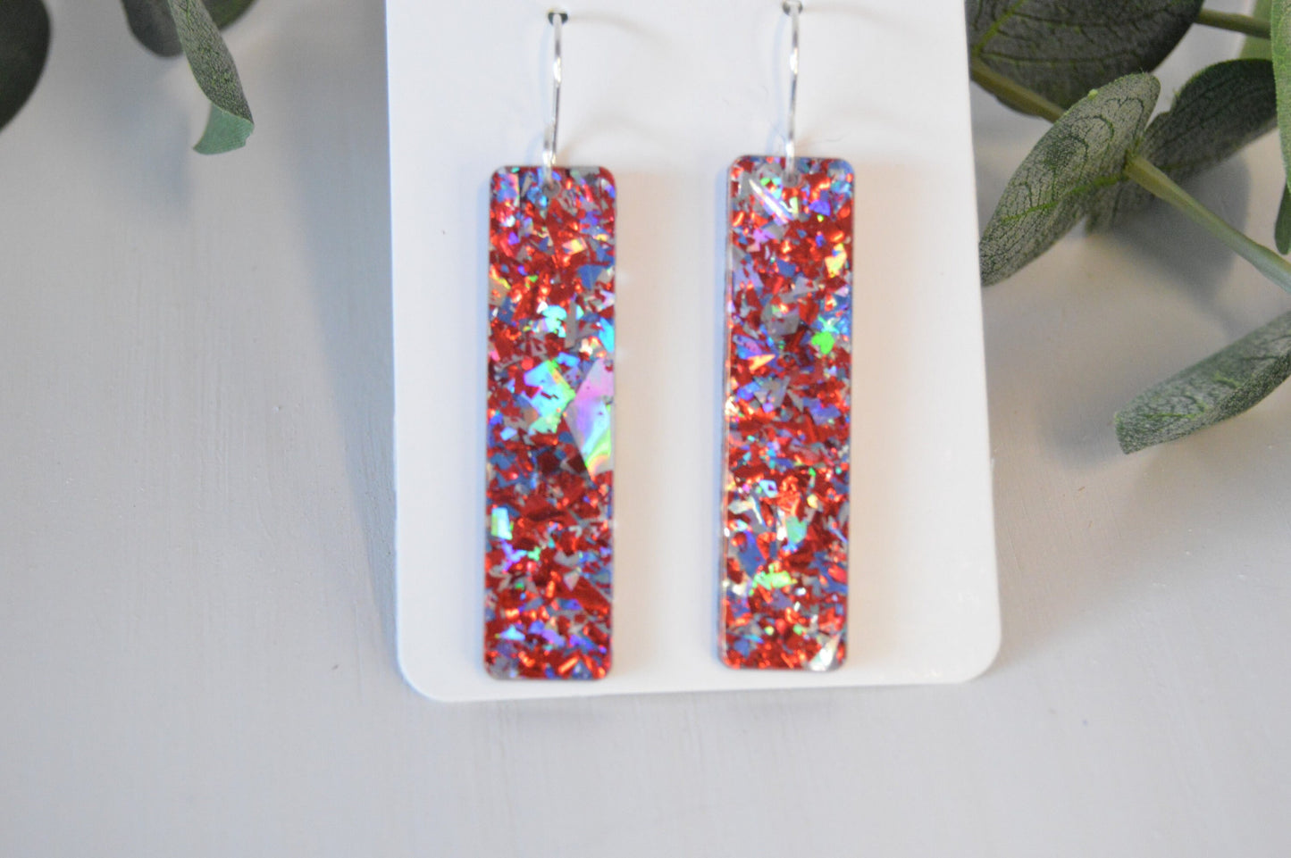 Patriotic Confetti Bar Earrings - Acrylic