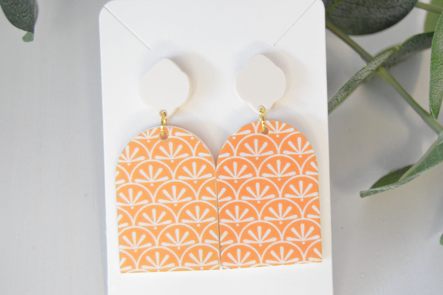 Orange Solid Arch Earrings - Acrylic