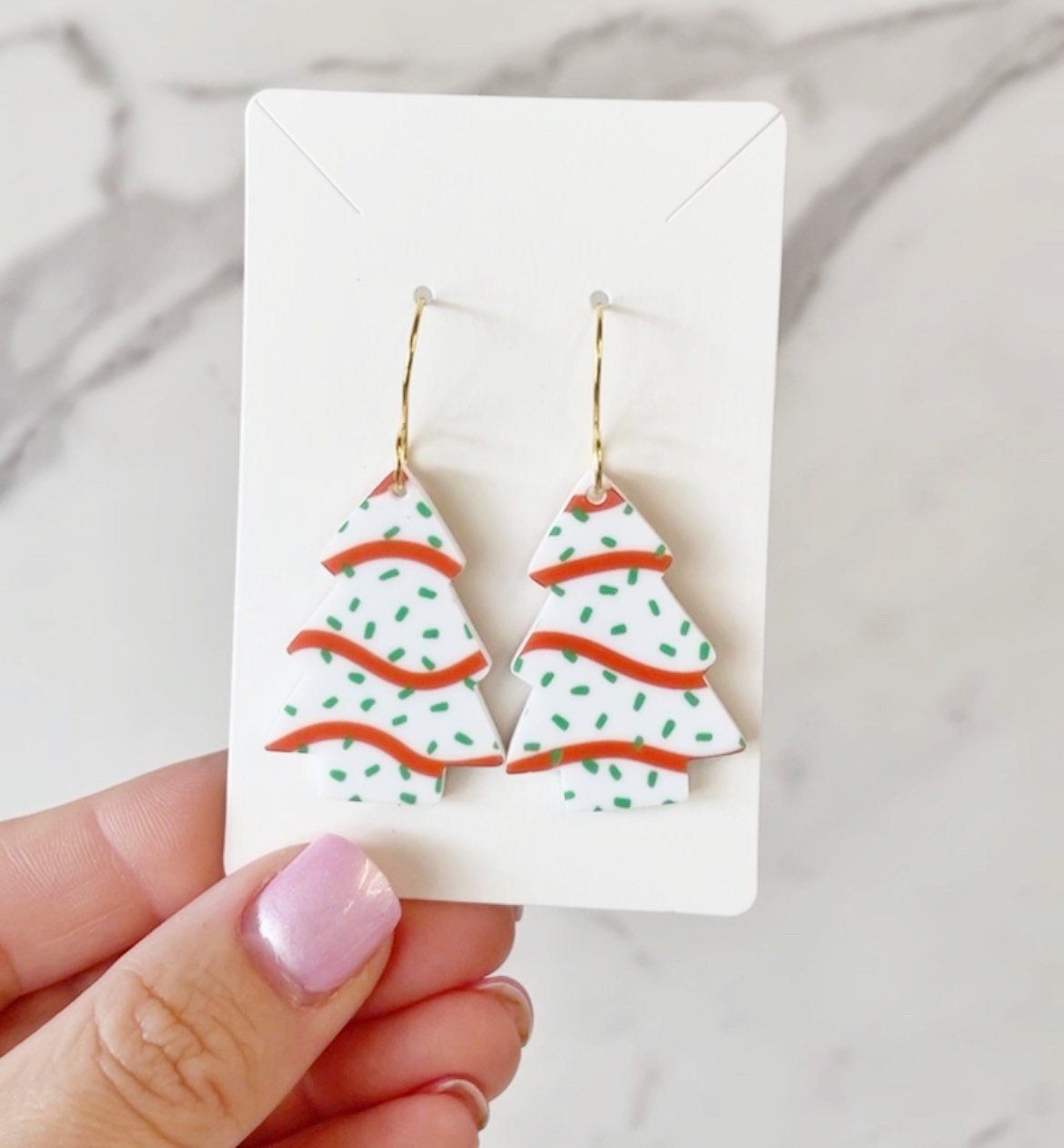 Christmas Tree Cake Earrings - Acrylic