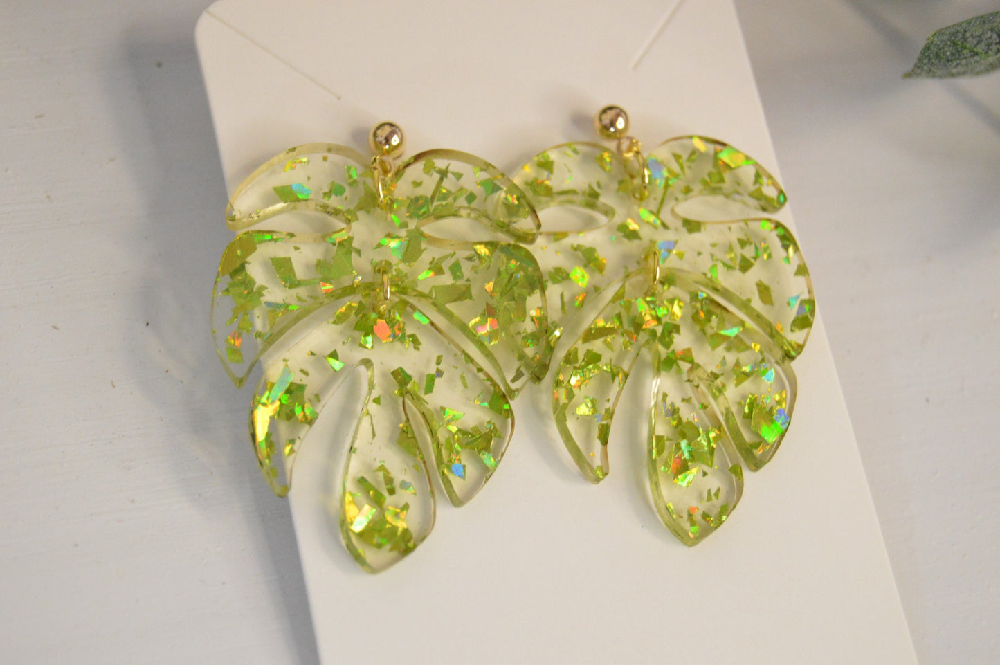 Monstera Leaf Earrings - Acrylic