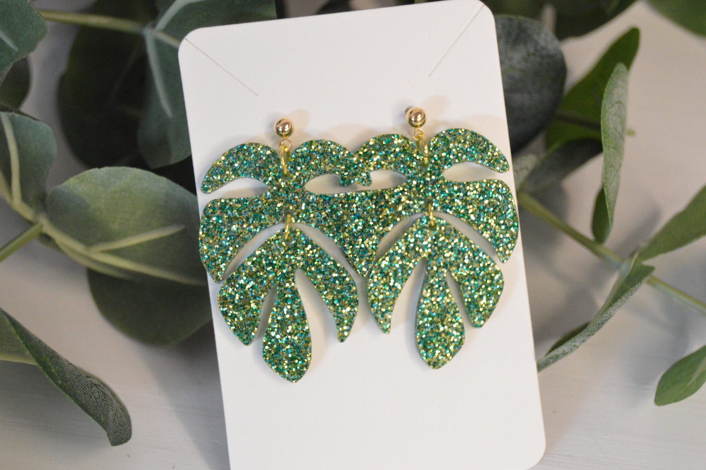 Monstera Leaf Earrings - Acrylic