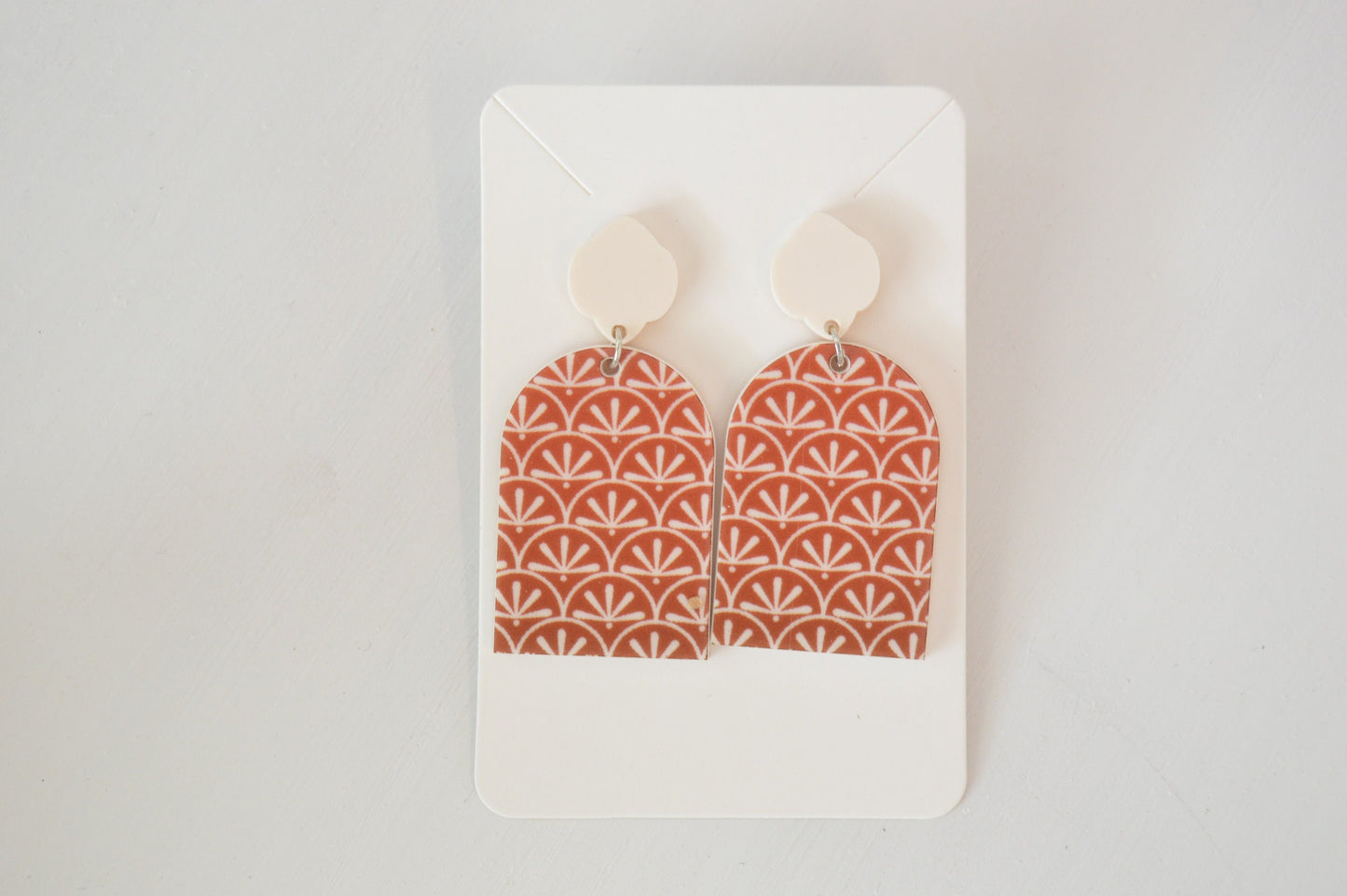 Maroon Boho Solid Arch Earrings - Acrylic