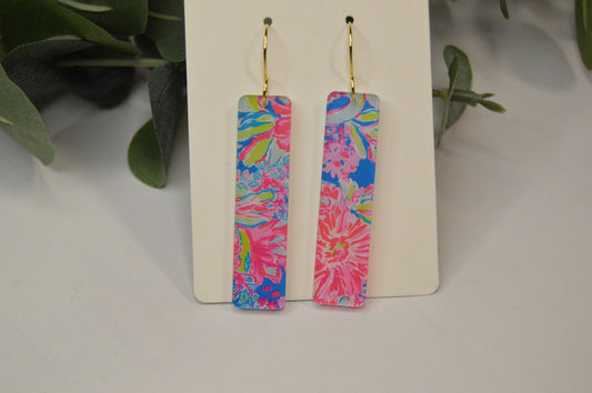 Preppy Floral Bar Earrings - Acrylic