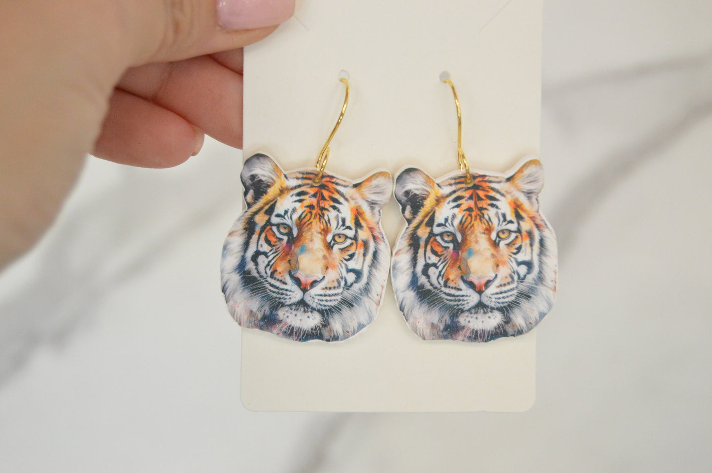 Realistic Tiger Earrings - Acrylic