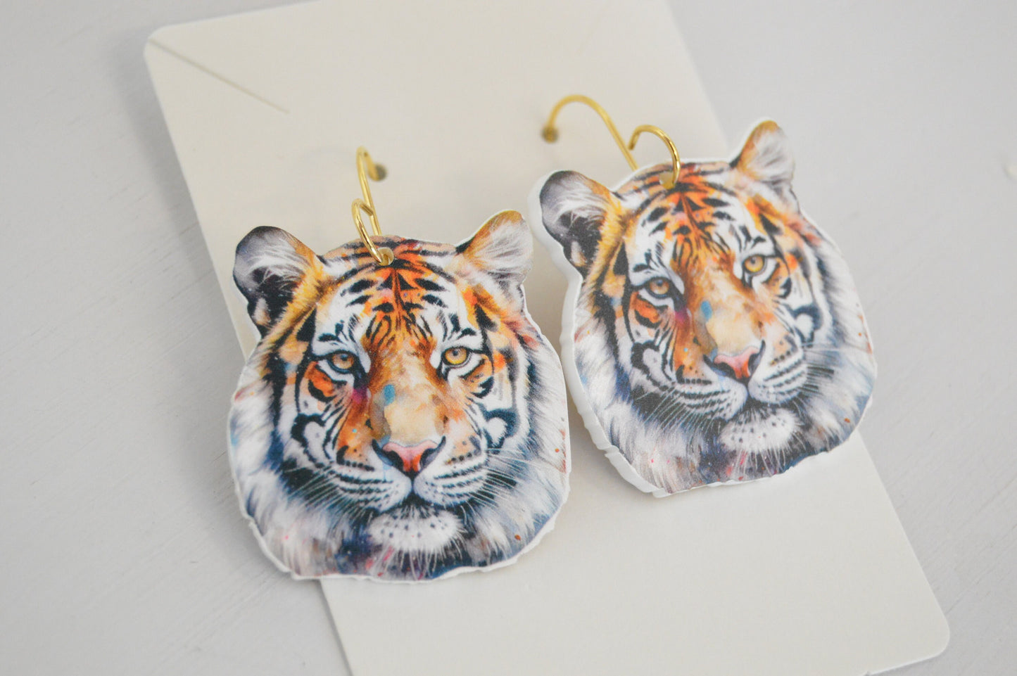 Realistic Tiger Earrings - Acrylic