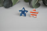 Patriotic Stars and Stripes Stud Earrings - Acrylic