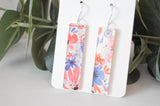 Patriotic Watercolor Floral Bar Earrings - Acrylic