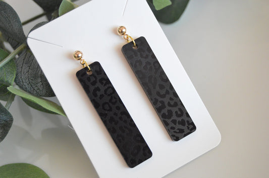 Leopard Print Bar Earrings - Acrylic