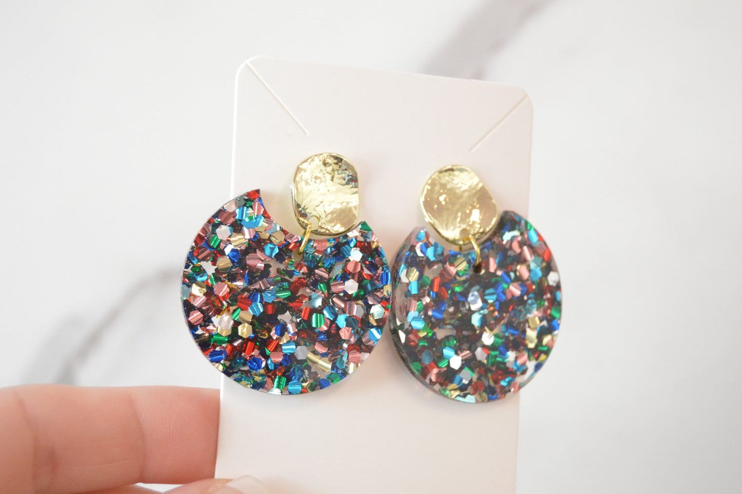 Colorful Cut Out Circle Dangle Earrings - Acrylic
